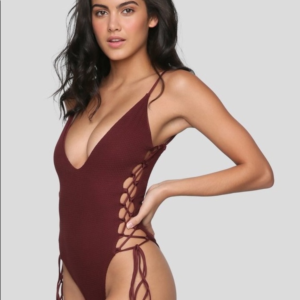 Planet Blue Mermaid Lace Up Swimsuit